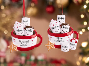 Personalized Resin Family Ornament, Coffee Cup Christmas Family Ornament, Marshmallow Family of 2,3,4,5,6 Ornament 2025, Christmas Decor