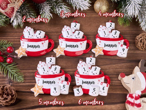 Personalized Resin Family Ornament, Coffee Cup Christmas Family Ornament, Marshmallow Family of 2,3,4,5,6 Ornament 2025, Christmas Decor