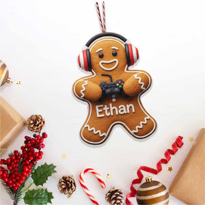 Personalized Gamer Gingerbread Ornament - Video Game Player Christmas Gift