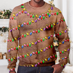 Funny Hairy Chest Christmas Sweater: Men's Ugly Holiday Party Outfit