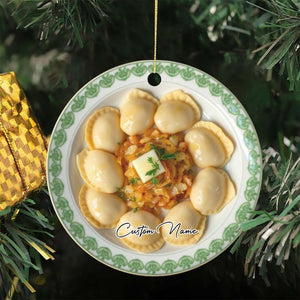 Pierogi Dumplings Pierogis Lovers Food Polish Cuisine Foodie Double Sided Christmas Ornament Gift (Flat Design Printed on Ceramic, NOT 3D)