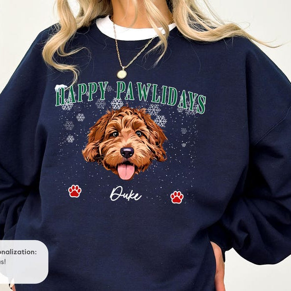 Custom Pet Christmas Sweater Using Pet Photo + Name Custom Dog Portrait Sweater Personalized Dog Pullover Dog Sweatshirt Dog Custom Shirt
