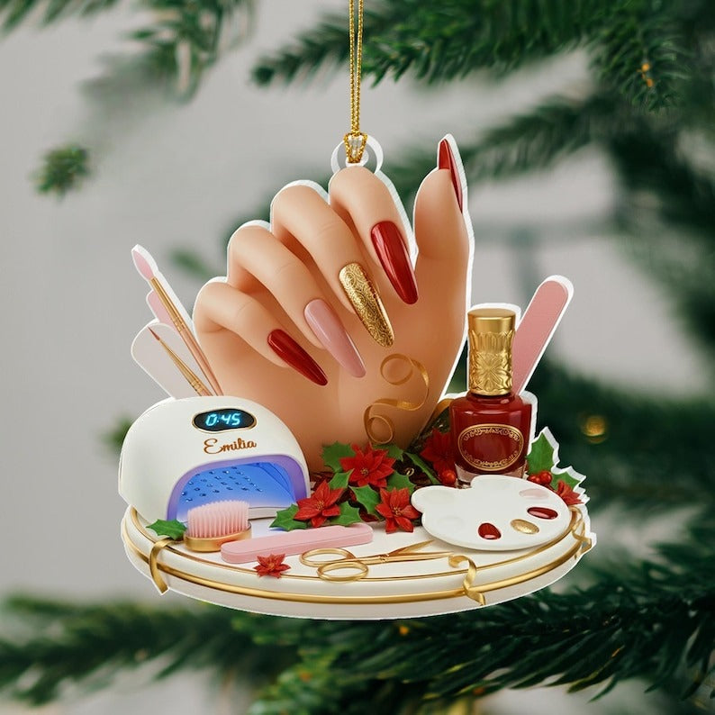 Personalized Nail Tool Christmas Ornament,Nail Technician Manicurist Ornament,Christmas Tree Hanging Decor,Gift For Nail Lover,Nail Ornament