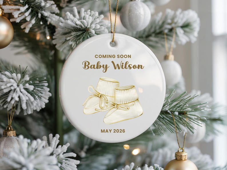 Pregnancy Reveal Ornament, Baby Keepsake Ornament, Baby Announcement Ornament, Coming Soon Baby Christmas Ornament, We're Expecting Ornament