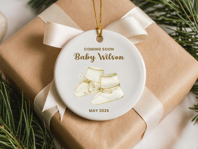 Pregnancy Reveal Ornament, Baby Keepsake Ornament, Baby Announcement Ornament, Coming Soon Baby Christmas Ornament, We're Expecting Ornament