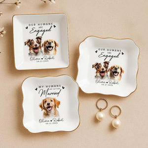 Custom Pet Portrait Ring Dish, Engagement Gift For Her, My Humans Are Getting Married, Personalized Dog Portrait Jewelry Trinket Dish