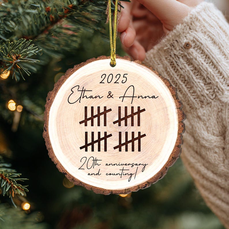 Personalized Wooden Anniversary Ornament: Anniversary Gift