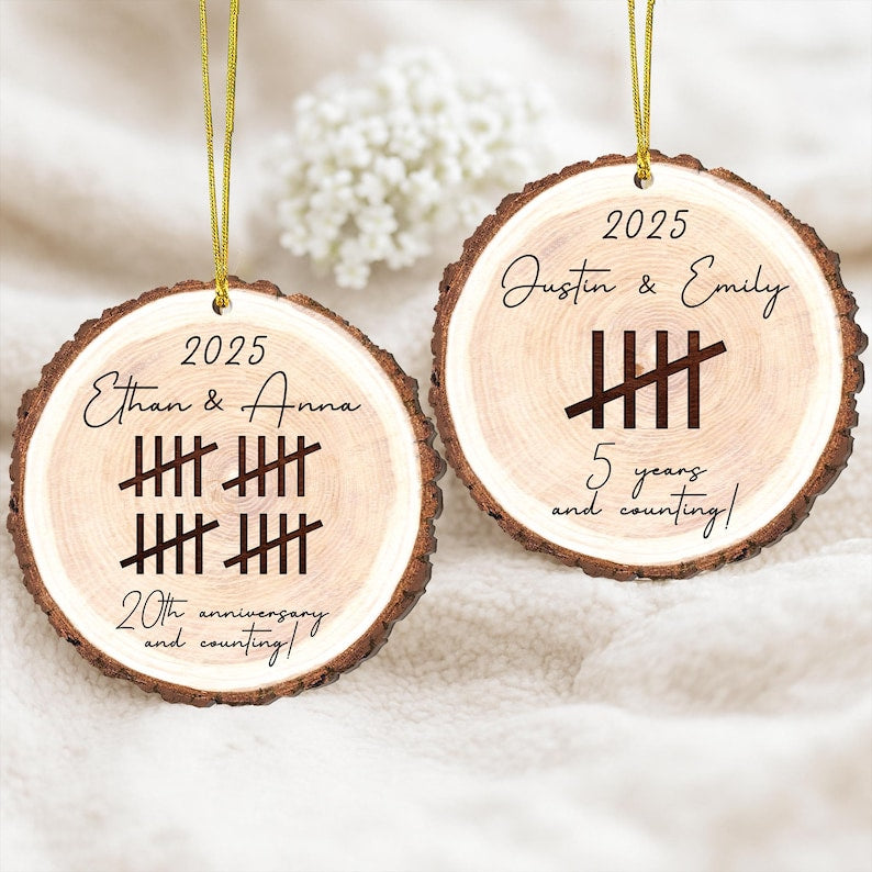 Personalized Wooden Anniversary Ornament: Anniversary Gift