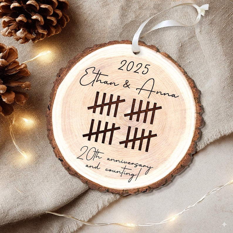 Personalized Wooden Anniversary Ornament: Anniversary Gift