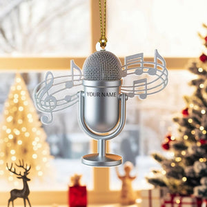 Custom Singer Christmas Ornament, Tree Hanging Decor, Personalized Gift for Musician, Vocalist, or Daughter Microphone Keepsake 2025