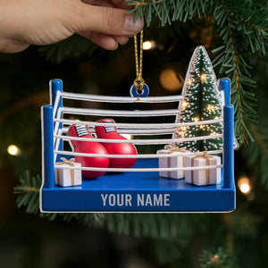 Custom Boxing Christmas Ornament, Tree Hanging Decor, Personalized Gift for Boxer, Husband, or Coach Boxing Ring Keepsake 2025