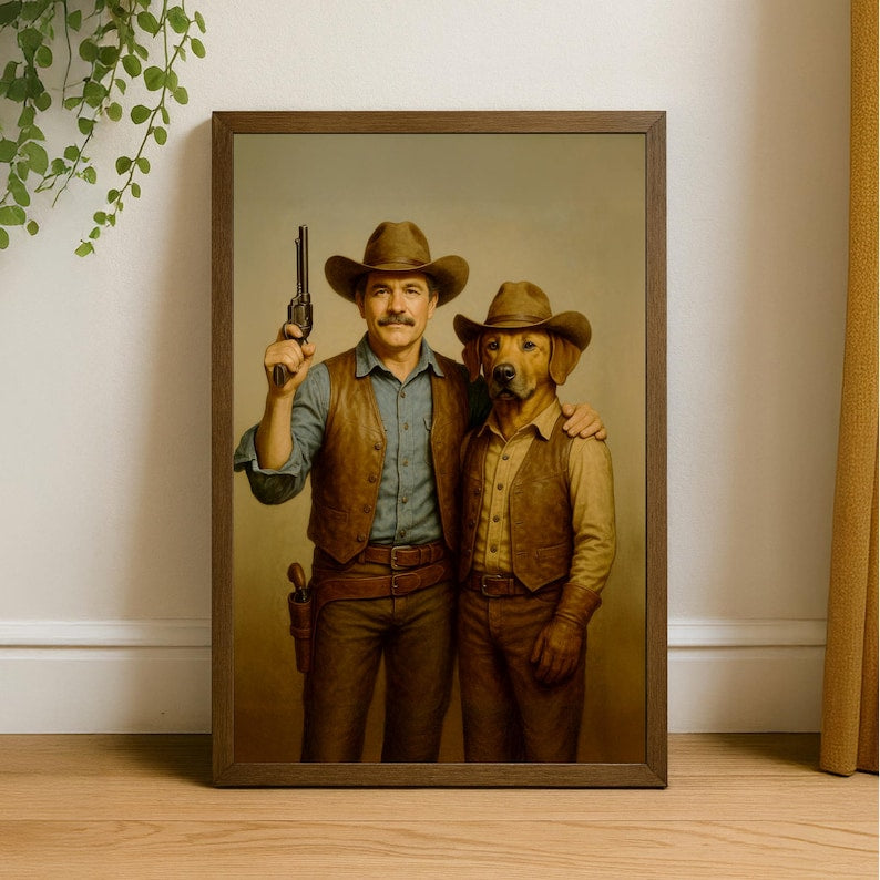 Custom Dad And Dog Portrait, Human and pet custom portrait, Birthday Gift Idea, Funny Dog Portrait, Gift For Him, Dog Portrait, Gift for dad