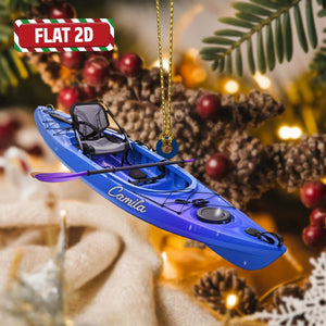 Custom Kayak Christmas Ornament, Tree Hanging Decor, Flat 2D Acrylic, Personalized Outdoor Adventure Gift for Her Holiday Keepsake 2025