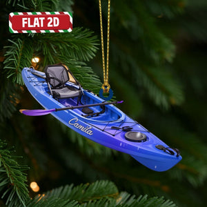 Custom Kayak Christmas Ornament, Tree Hanging Decor, Flat 2D Acrylic, Personalized Outdoor Adventure Gift for Her Holiday Keepsake 2025