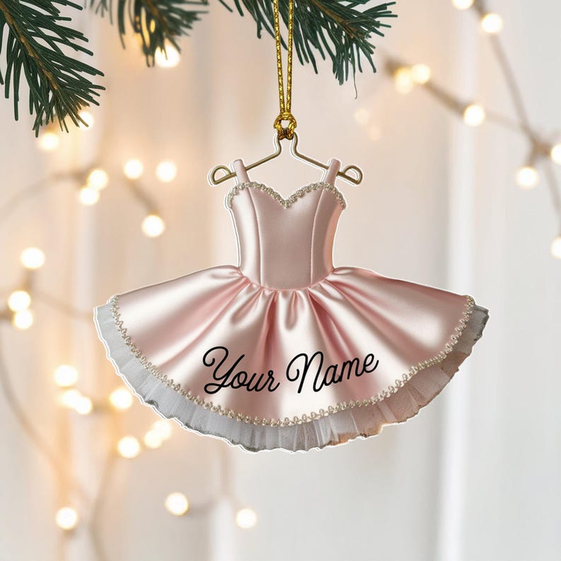 Custom Ballerina Dress Christmas Ornament, Tree Hanging Decor, Flat 2D Acrylic, Personalized Dance Lover Gift for Her Holiday Keepsake 2025