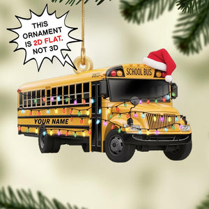 Custom School Bus Christmas Ornament, Tree Hanging Decor, Flat 2D Acrylic, Personalized Driver Gift for Him Holiday Keepsake 2025