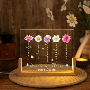 Custom Grandmas Garden Night Light: Unique Gifts for Grandma,Birth Flower Lamp,Moms Garden Night Lamp,Bedroom Night Lamp,Mothers Day Gifts