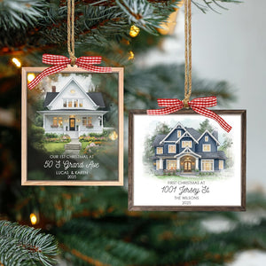 Personalized 2 Layer House Portrait Ornament: New Home Christmas Gift Keepsake