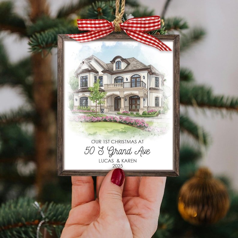 Personalized 2 Layer House Portrait Ornament: New Home Christmas Gift Keepsake