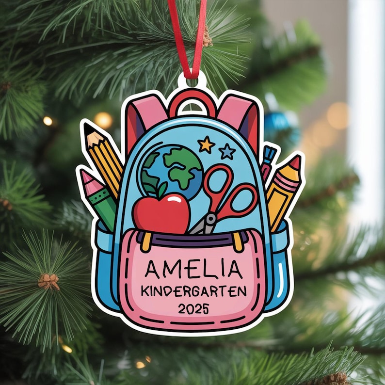 Personalized Kid School Backpack Ornament: Custom Keepsake for Student, Class of 2025
