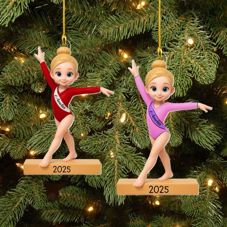 Personalised Gymnast Ornament, Gymnasts Christmas Gift, Gymnastic Girl Christmas Ornament, Sport Lover Christmas Keepsake, Girlfriend Gift