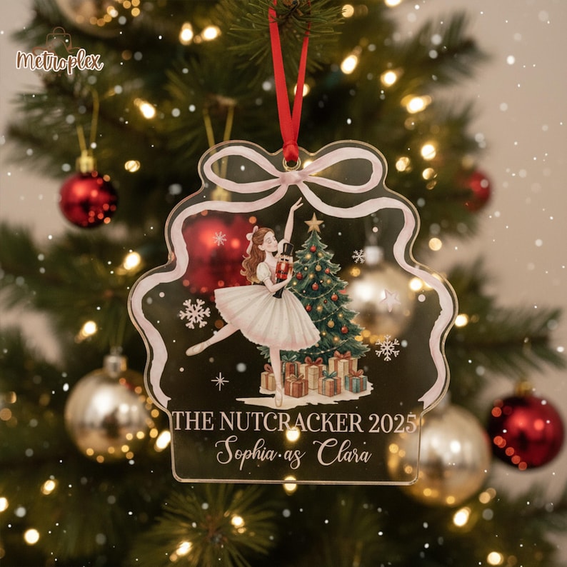 Personalized Nutcracker Ornament: Acrylic Clara Ballet Christmas Keepsake