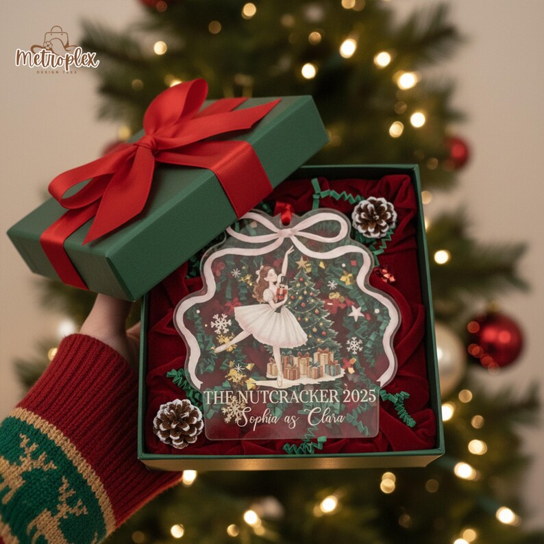 Personalized Nutcracker Ornament: Acrylic Clara Ballet Christmas Keepsake