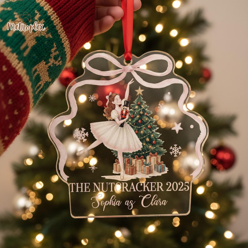 Personalized Nutcracker Ornament: Acrylic Clara Ballet Christmas Keepsake