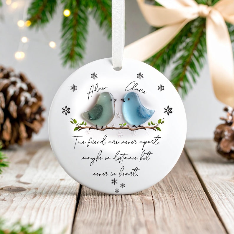 Custom Friend Sea Glass Apart 2D FLAT Ornament,Timeless Friendship Christmas Ornament,BFF Bestie Best Friend Couple Gift,True Friend Forever