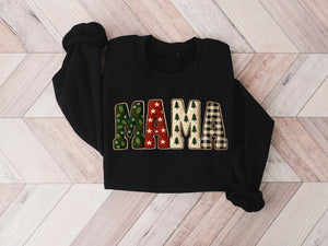 Christmas Mama Sweatshirt, Christmas Tree Buffalo Plaid Mama Shirt, Mama Shirt, Christmas Shirt, Christmas Gift For Mama, Christmas Mama