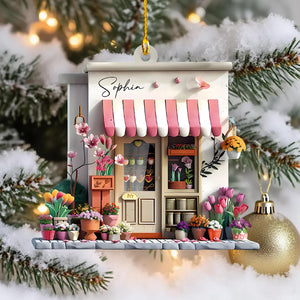 Personalized Flower Shop Ornament, Florist 2D Flat Acrylic Ornament, Custom Florist Gift, Flower Shop Christmas Ornament, Gift For Christmas