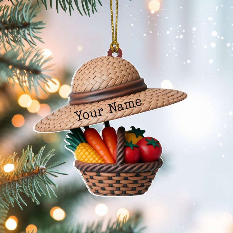 Custom Gardener Christmas Ornament, Tree Hanging Decor, Flat 2D Acrylic, Personalized Farming Gift for Her Holiday Keepsake 2025