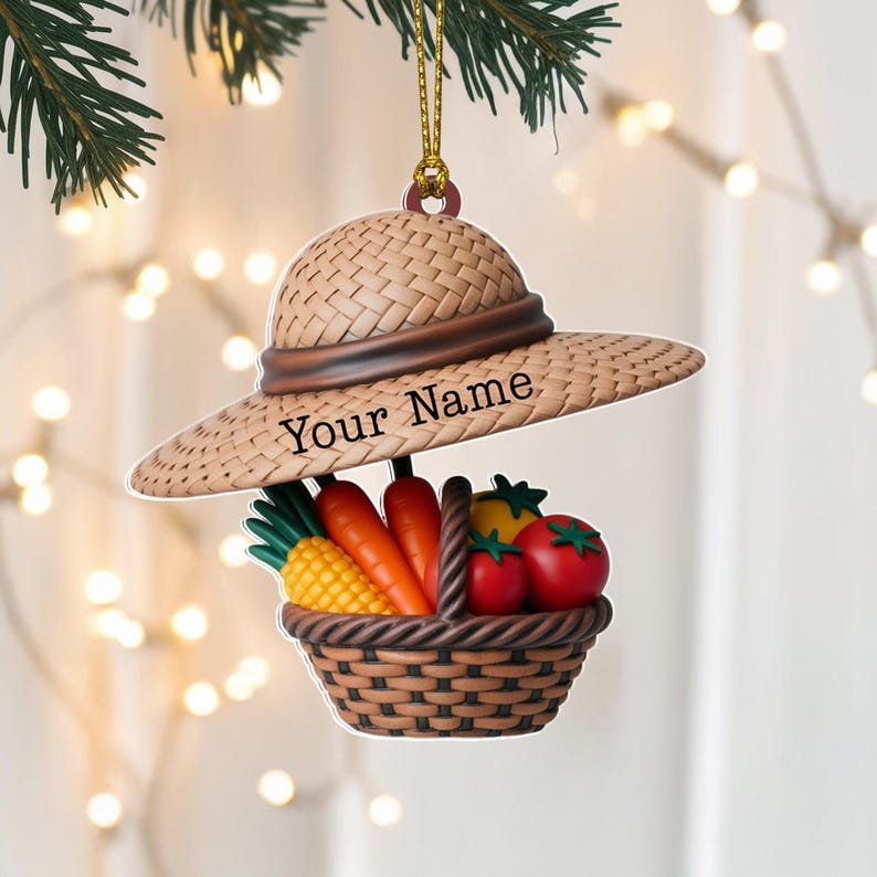 Custom Gardener Christmas Ornament, Tree Hanging Decor, Flat 2D Acrylic, Personalized Farming Gift for Her Holiday Keepsake 2025
