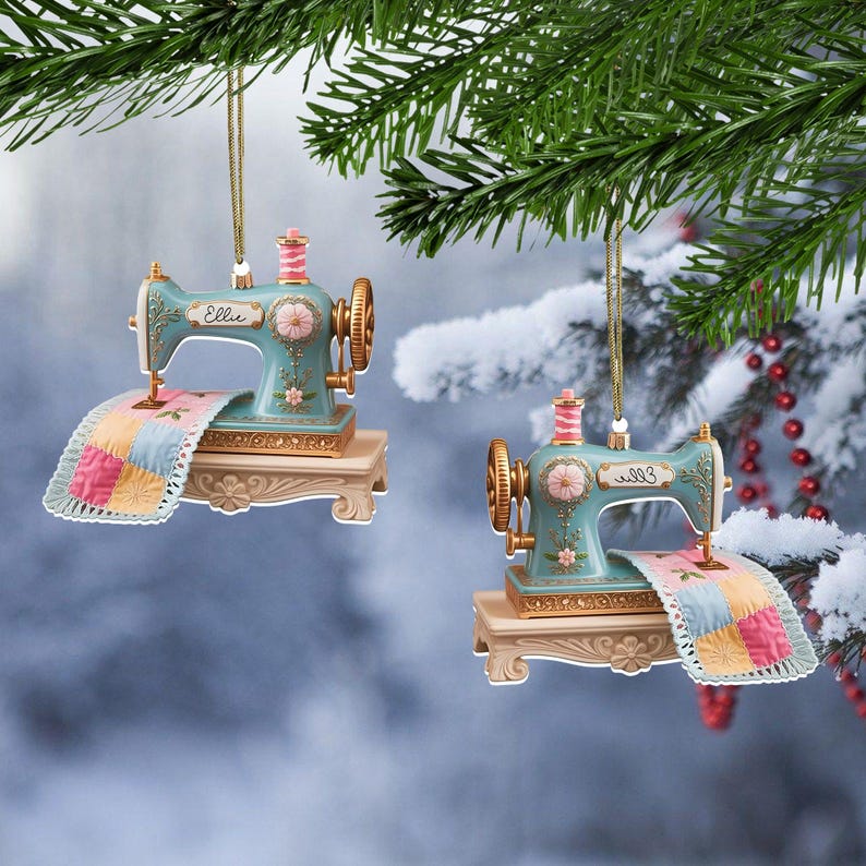 Personalized Sewing Machine acrylic Ornament 2025, Custom Quilter Christmas Decor, Seamstress Gift, Quilting Studio Decor,Crafting Xmas Gift