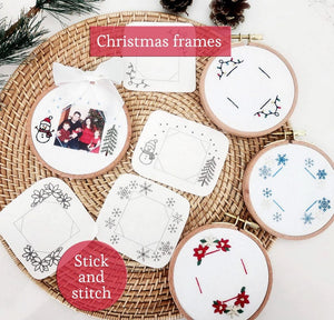 Ornament frame photo embroidery, personalized ornament Christmas tree embroidery