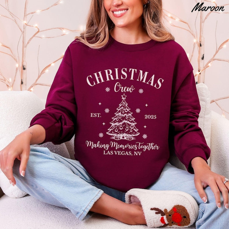 Personalized Family Christmas Sweatshirts, Matching Family Christmas Sweaters, Custom Name Christmas Shirt, Adult Unisex and Youth Christmas