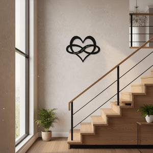 Personalized Metal Heart Infinity Wall Art: Couple Names & Date