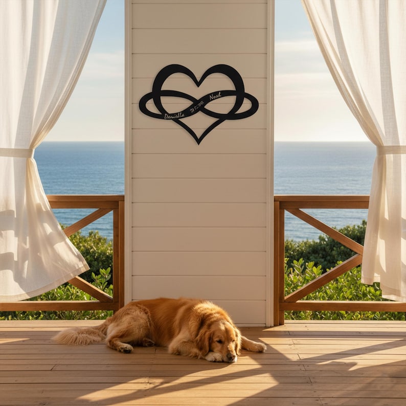 Personalized Metal Heart Infinity Wall Art: Couple Names & Date