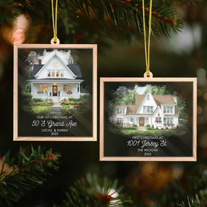 Personalized 2 Layer House Portrait Ornament: New Home Christmas Gift Keepsake