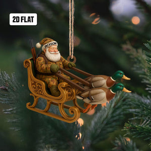 Personalized Duck Hunting Flat Ornament, Hunting Rearview Mirror Car Accessories, Hunting Christmas Ornament, Xmas Gift for Hunting Lover