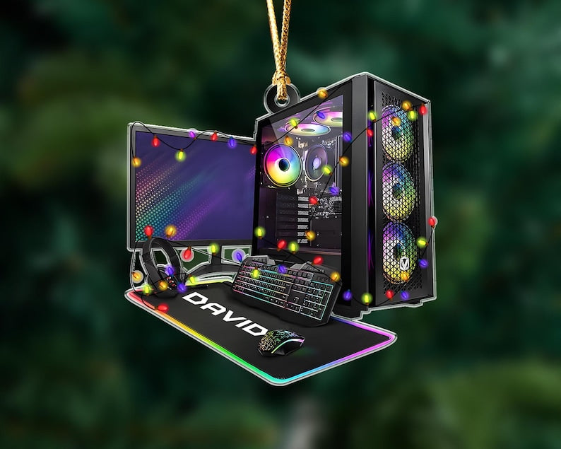 Custom 2D Pc Gamer Ornament: Gaming Computer Christmas Ornament, Christmas Tree Decor, Custom Computer Ornament, Gift for Him Ornament Gift