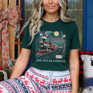 Custom Name Polar Express Family Vacation Shirts, Xmas Crewneck shirt, Believe Christmas Pajamas for Family, Polar Express Train Shirt