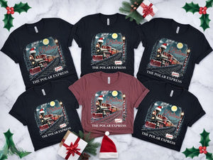 Custom Name Polar Express Family Vacation Shirts, Xmas Crewneck shirt, Believe Christmas Pajamas for Family, Polar Express Train Shirt