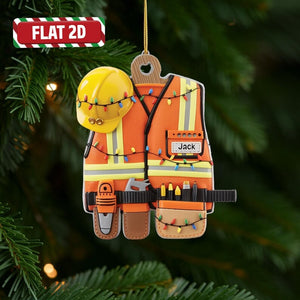 Custom Construction Worker Christmas Ornament, Tree Hanging Decor, Flat 2D Acrylic, Personalized Hard Hat Gift for Him Holiday Keepsake 2025