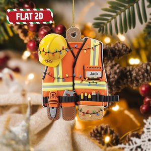 Custom Construction Worker Christmas Ornament, Tree Hanging Decor, Flat 2D Acrylic, Personalized Hard Hat Gift for Him Holiday Keepsake 2025