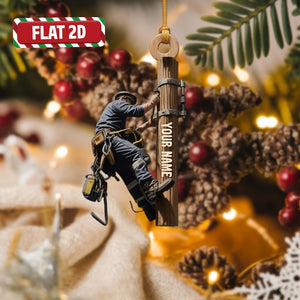 Custom Lineman Christmas Ornament, Tree Hanging Decor, Flat 2D Acrylic, Personalized Electrical Worker Gift for Him Holiday Keepsake 2025