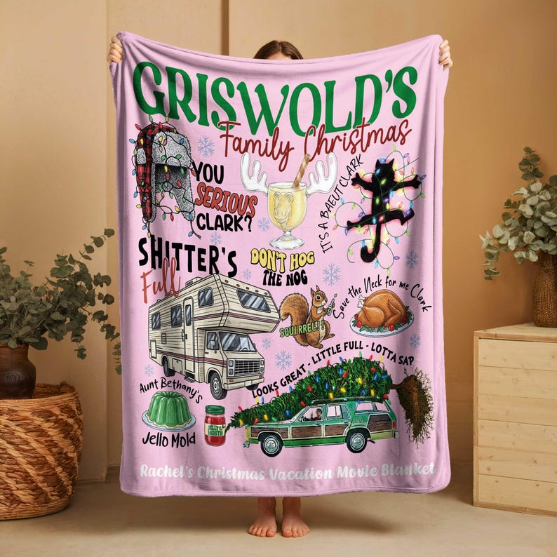 Griswold Family Christmas Blanket, National Lampoon's Christmas Vacation Throw, Funny Movie Throw, Holiday Movie Throw Gift