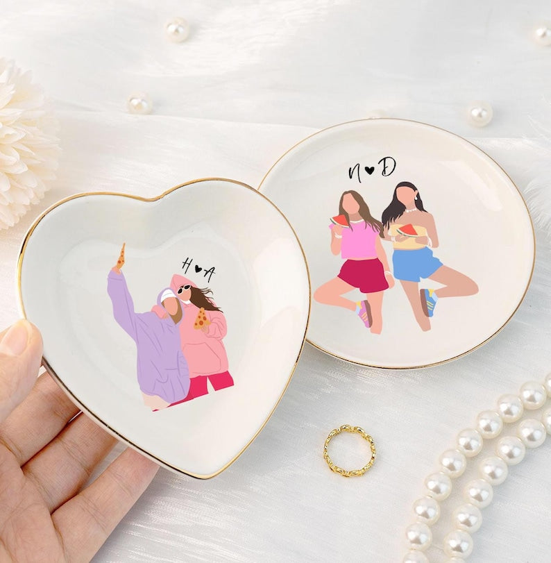 Personalized Bestie Photo Trinket Dish: Best Friend Gifts, Friendship Ring Holder, Thank You Gift For Friend