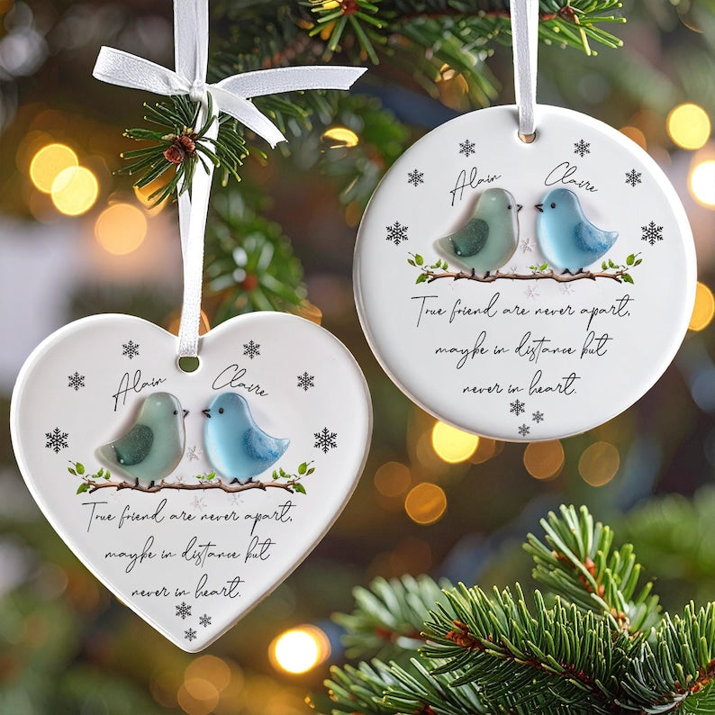 Custom Friend Sea Glass Apart 2D FLAT Ornament,Timeless Friendship Christmas Ornament,BFF Bestie Best Friend Couple Gift,True Friend Forever