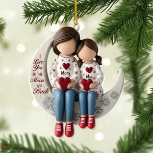 Mother Daughter Ornament, Acrylic Christmas Gift, Personalized Family Keepsake, 2D FLAT Ornament